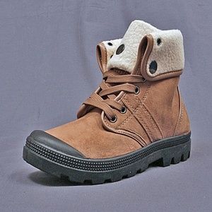 Tan Warm Fold Over Fur Winter Ankle Boot Evan1